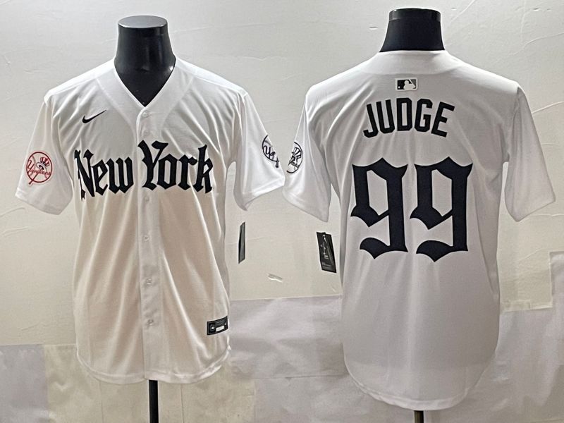 Men 2025 New York Yankees #99 Judge White Five generations Joint Name Nike MLB Jersey style 16->new york yankees->MLB Jersey